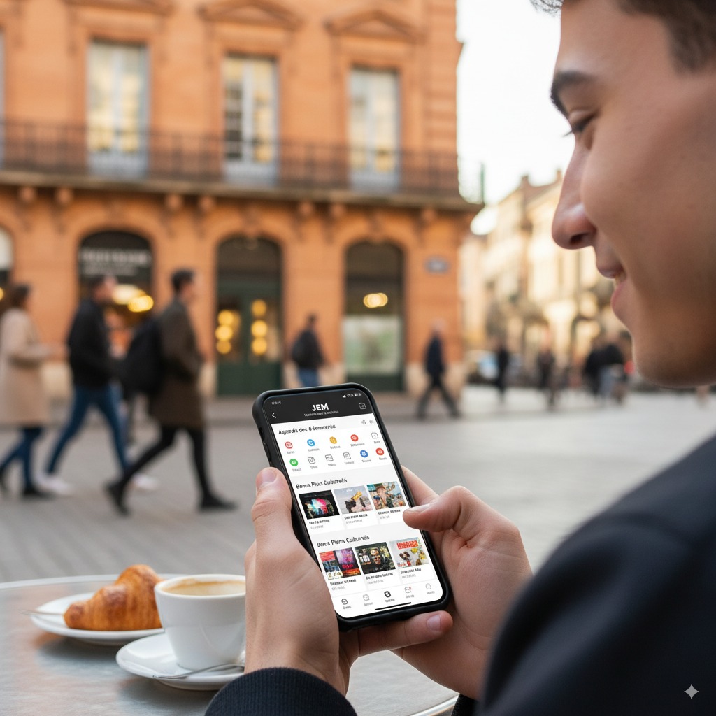 Une personne utilisant l’application mobile JEM