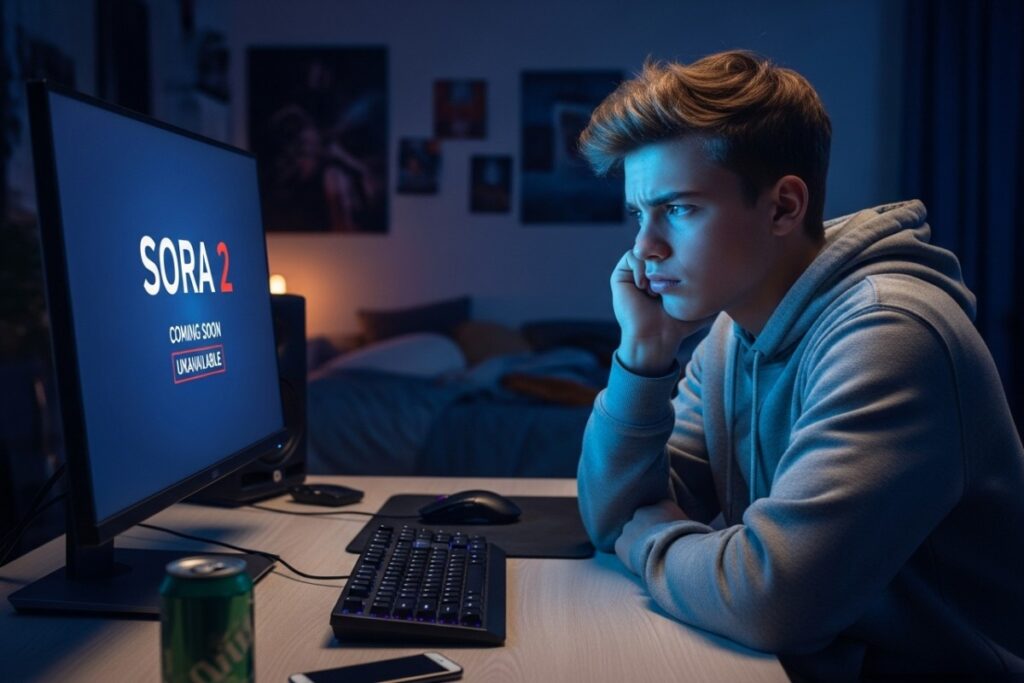 Adolescent frustré face à l’inaccessibilité de Sora 2