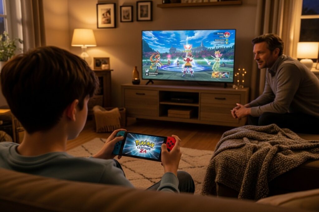 Adolescent jouant à Légendes Pokémon Z-A sur Nintendo Switch
