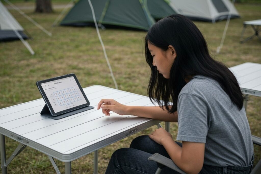 Adolescente jouant à Sudoku