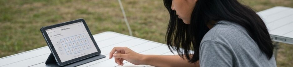 Adolescente jouant à Sudoku