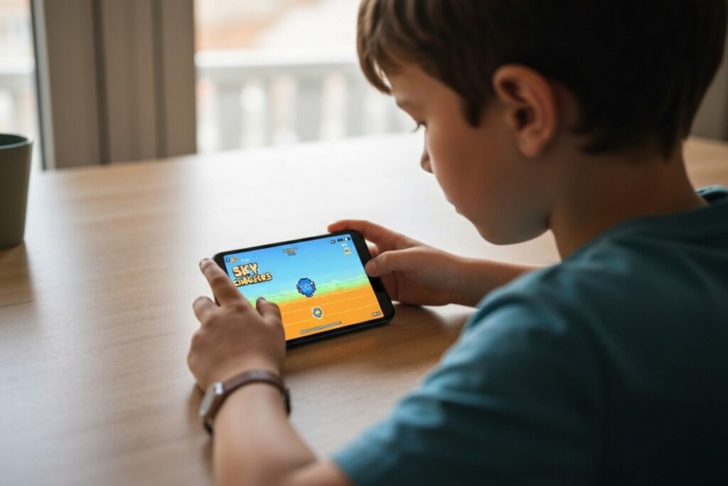 Enfant jouant à Sky Chasers