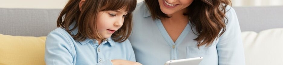 Enfant utilisant iPad mini pour apprendre à lire