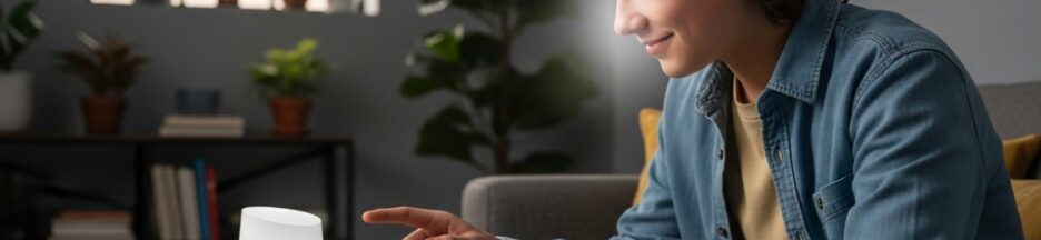 Utilisateur interagissant avec Google Home