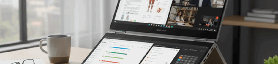 asus-zenbook-duo Asus Zenbook Duo posé sur un bureau