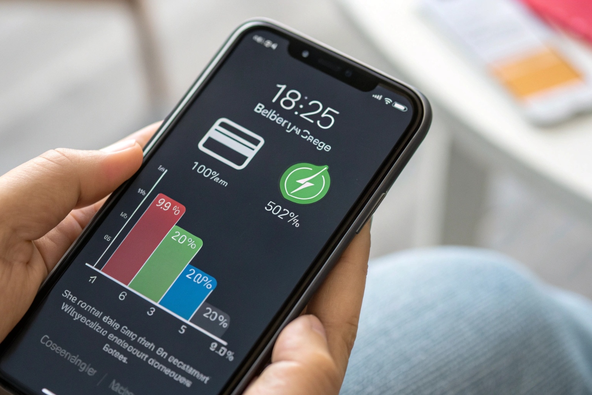 Niveau de consommation de batterie de smartphone