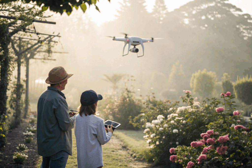 Enfant et parent observant un drone DJI
