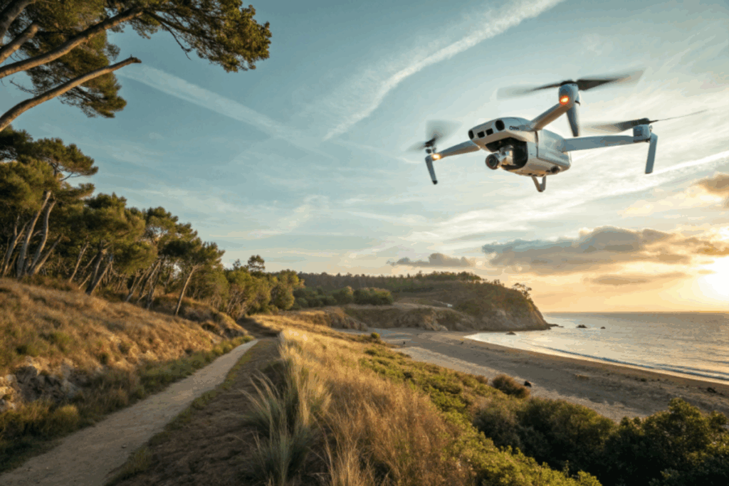 Drone DJI Mini 4 Pro en vol