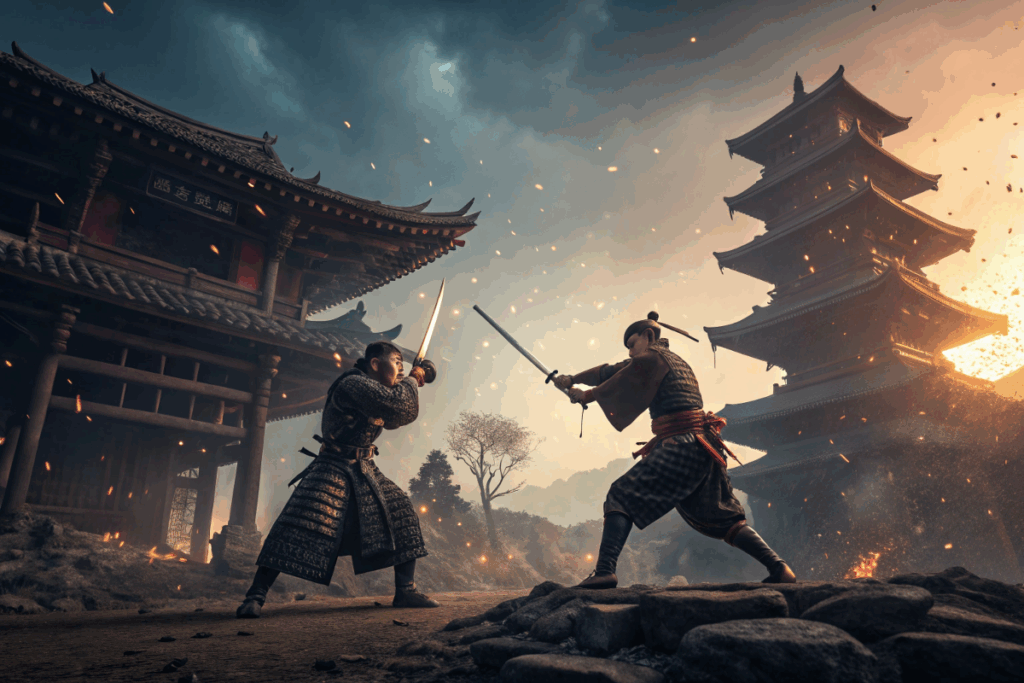 Combat comme dans le jeu Ghost of Yotei