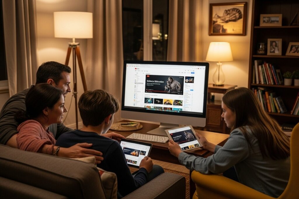 famille regardant YouTube
