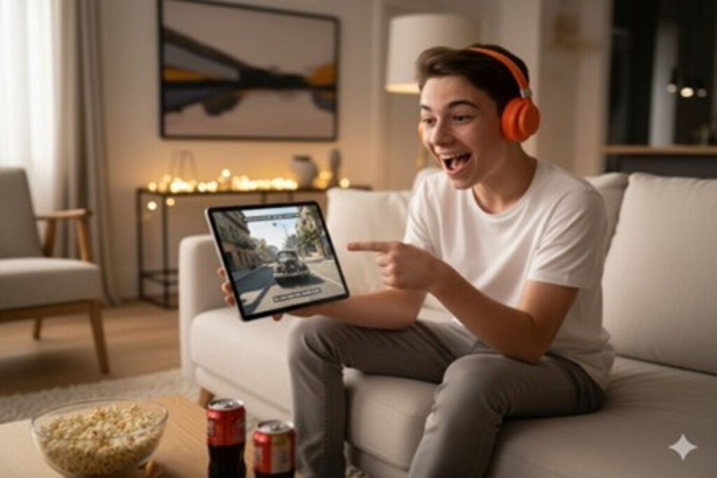 adolescent regardant le clip viral GTA-like Mafia III