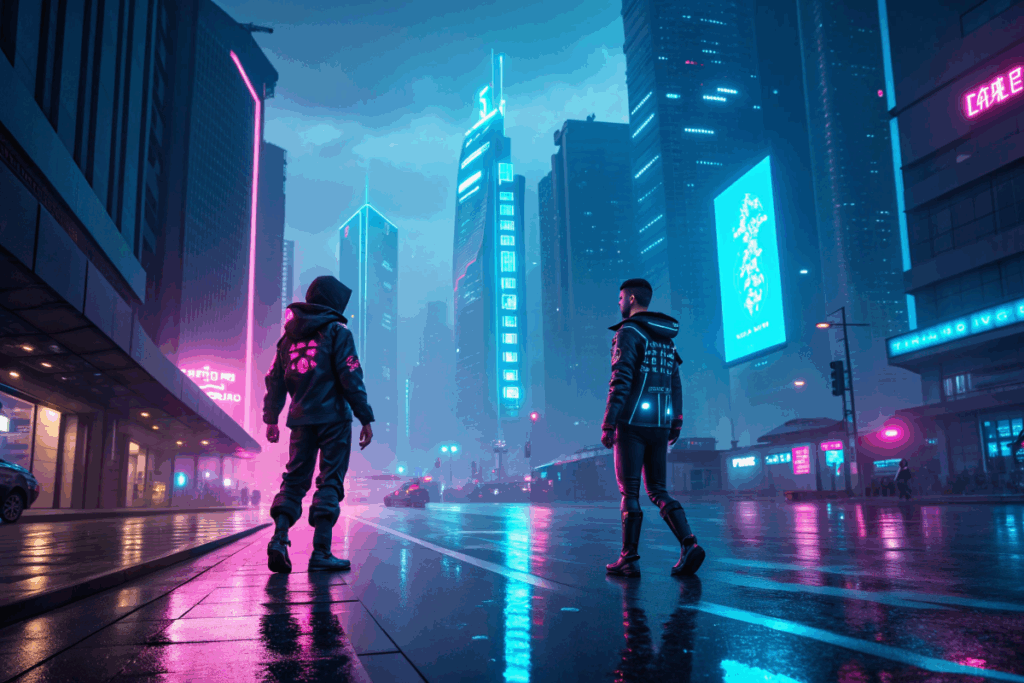 Univers cyberpunk urbain de Zenless Zone Zero avec néons futuristes