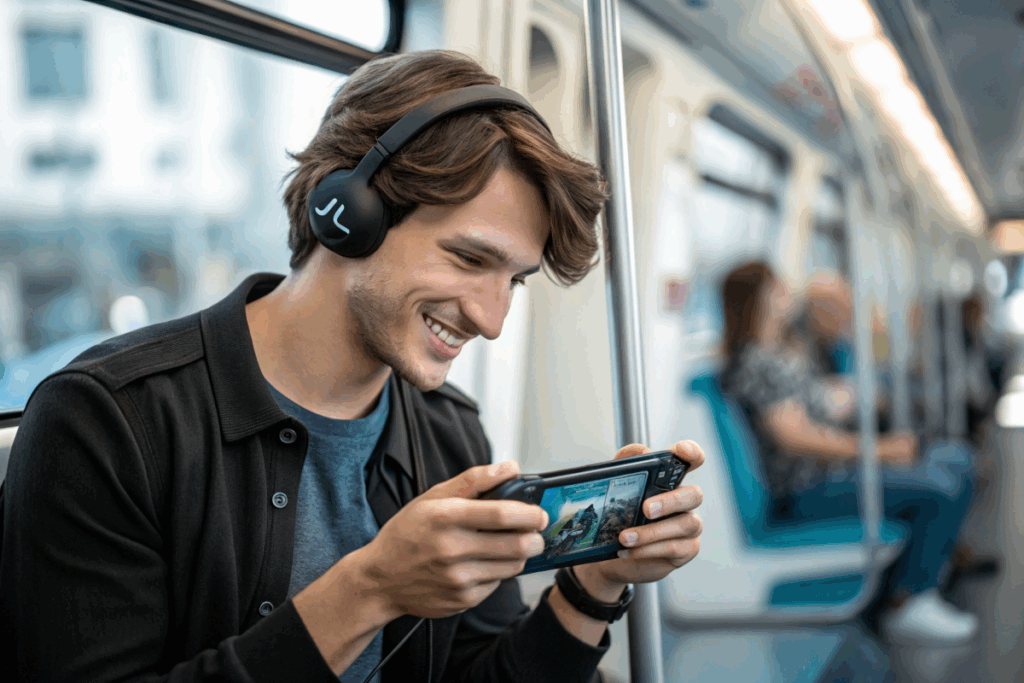 Gamer mobile jouant cloud gaming smartphone