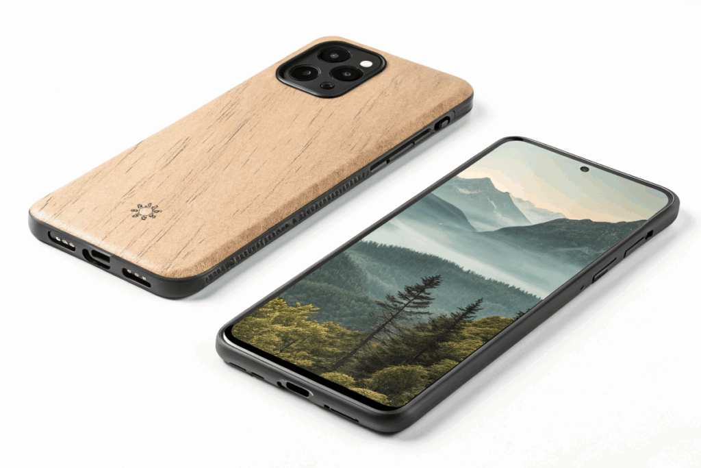 Smartphone avec étui écologique protecteur et design moderne