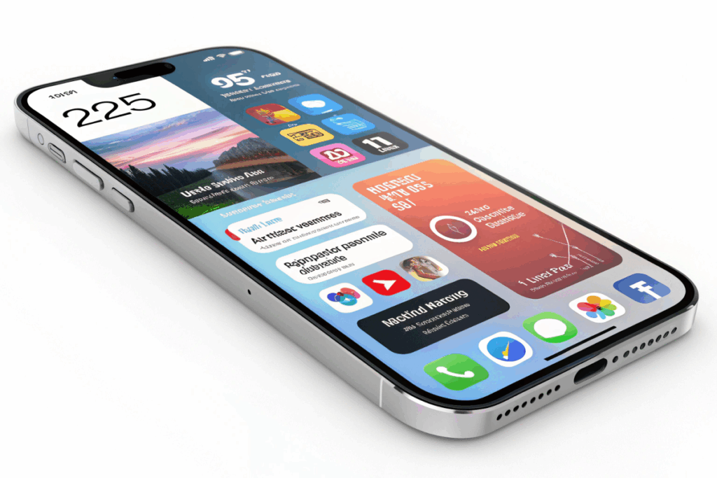 Un smartphone mobile en 2025 affichant des applis