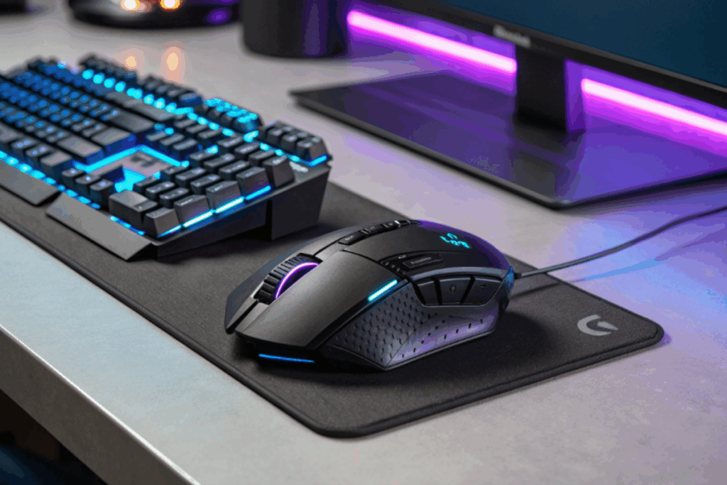 souris Logitech G502 X Plus sur bureau gaming