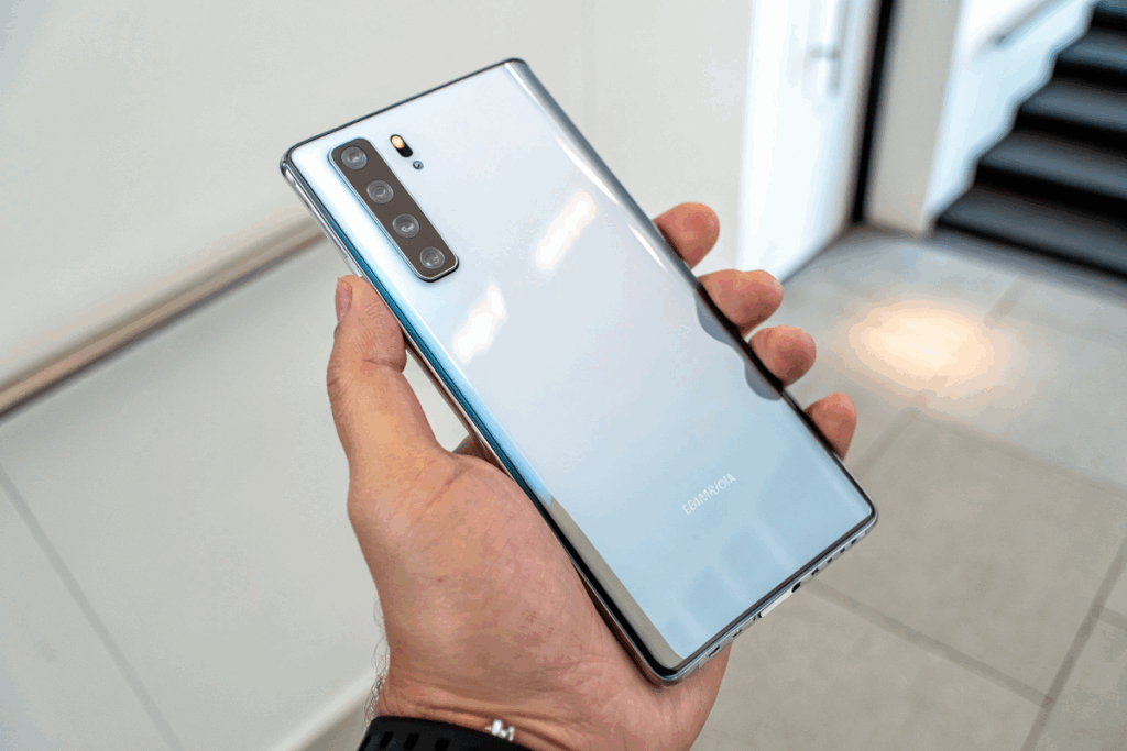 Une main tenant l’IA On-Device smartphone 