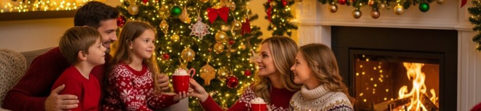 Famille célébrant Noël