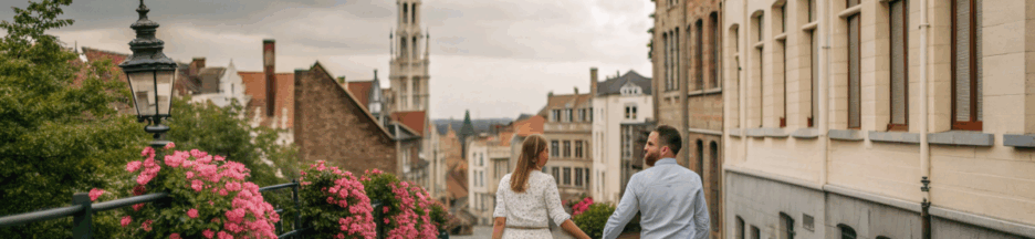 Couple visitant l’Europe en automne