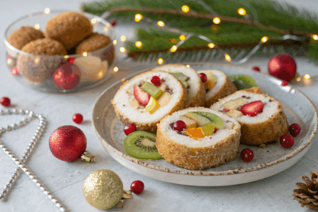 des bouchées fruitées de Noël dans un plat
