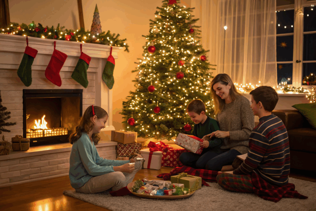 famille célébrant Noël
