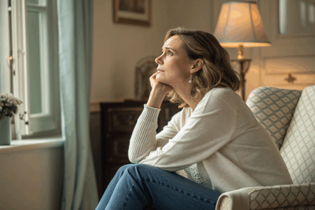 femme qui pense à ses résolutions du Nouvel an