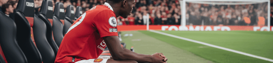 Illustration de kobbie Mainoo sur le banc de Manchester United