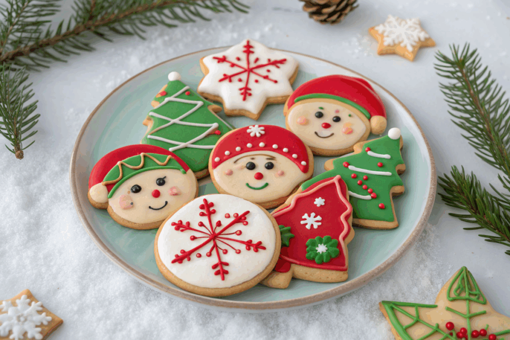 les biscuits de Noël des lutins disposés