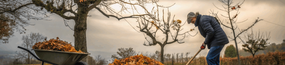 un homme faisant le nettoyage d’automne