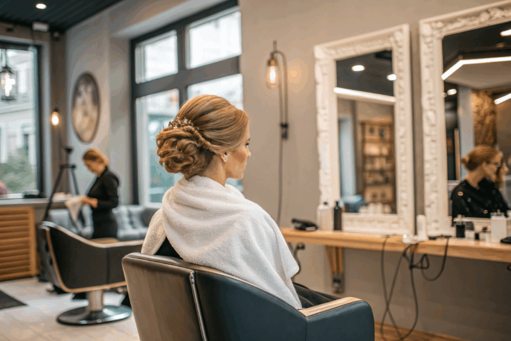 une célébrité qui se fait coiffer