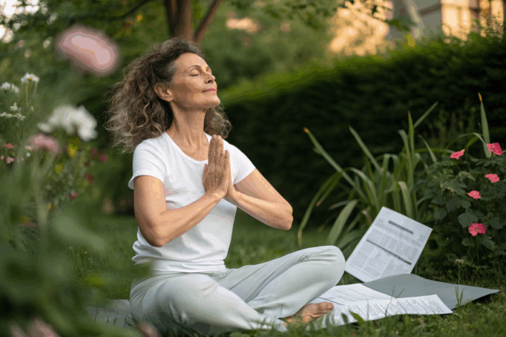 une femme qui préserve sa santé mentale malgré ses dettes