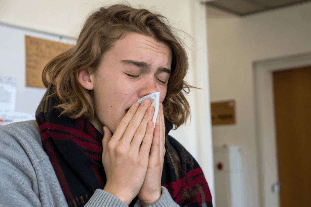 une personne faisant une allergie