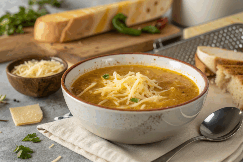 Bouillon au fromage (l’une des soupes)