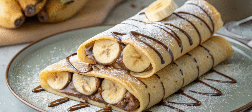 Crêpes chocolat banane : recette en roulé