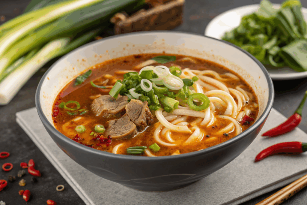 Lanzhou lamian (l’une des soupes)