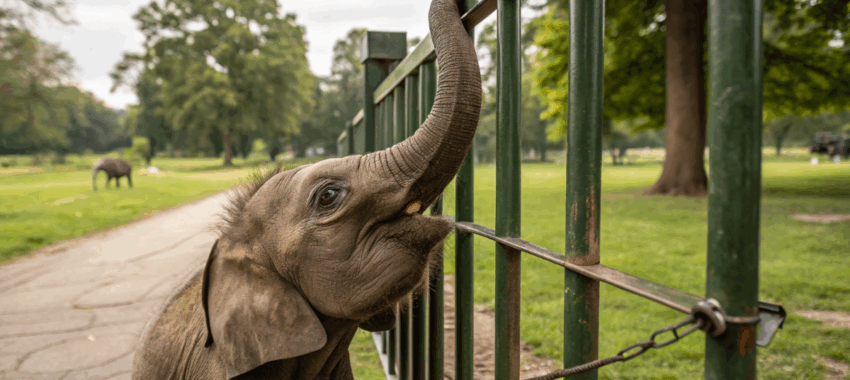 Éléphanteau : coincé dans une clôture en Chine