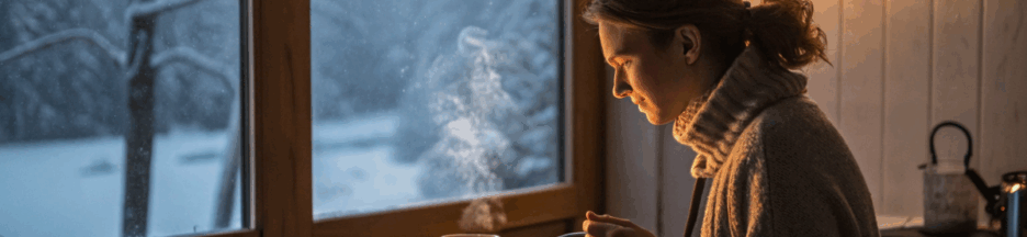 Une femme qui mange tôt en hiver pour améliorer son métabolisme