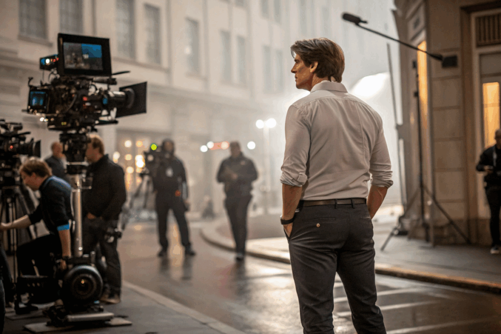 l’acteur Tom Cruise pendant le tournage d'un film