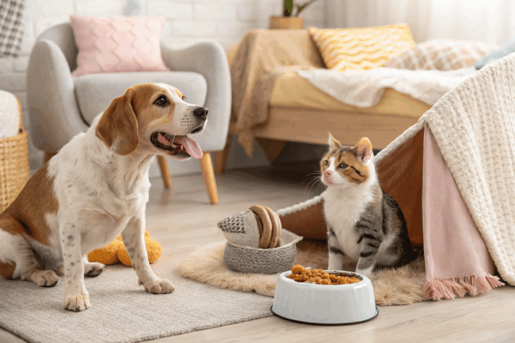 plusieurs animaux de compagnie