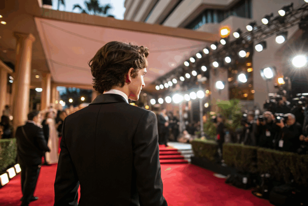 un acteur similaire à Timothée Chalamet pendant un évènement