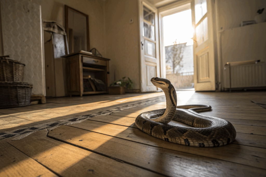 un python dans une maison