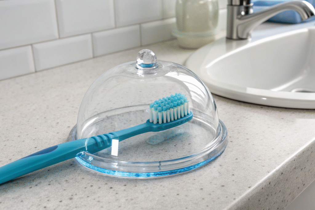 une brosse à dents bien protégée