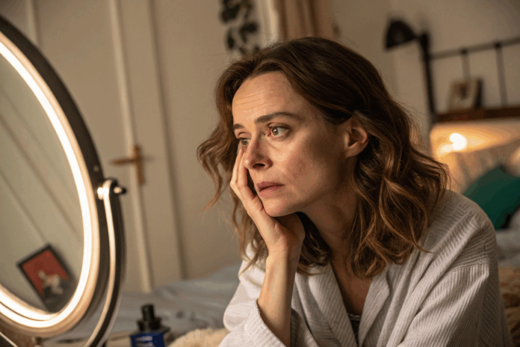 une femme avec des cernes