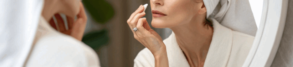 une femme qui applique une crème sur ses cernes