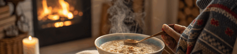 une personne qui consomme de l'avoine en hiver