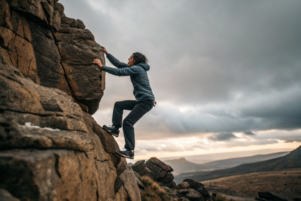 une personne qui pratique l’escalade libre