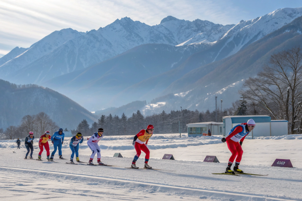 Des athlètes aux jeux d'hiver