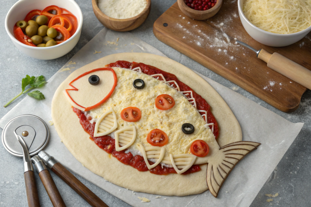 Préparation de poisson pizza