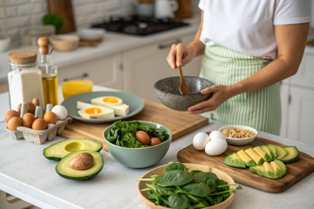 Préparation d’un repas pour un régime cétogène