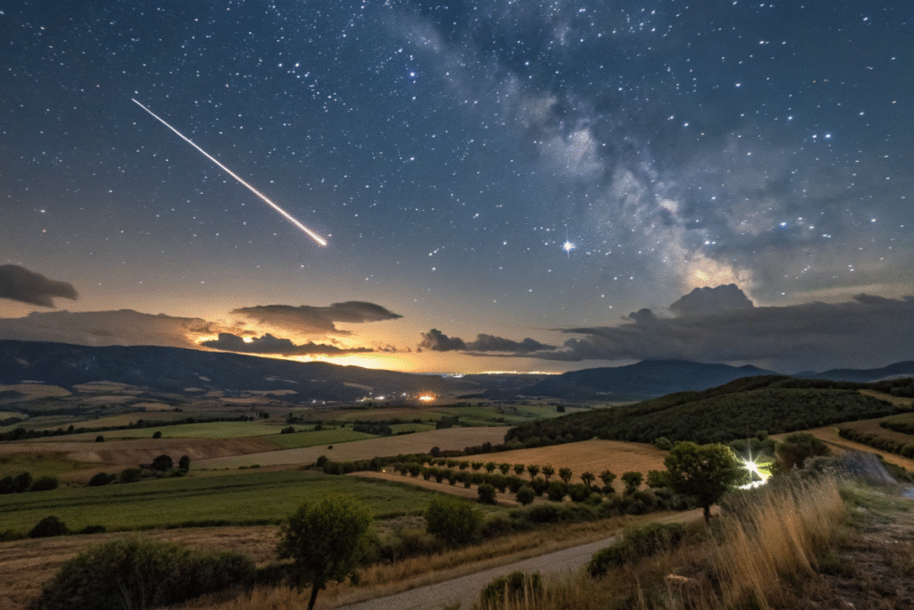 Un météore illuminant le ciel nocturne en Espagne